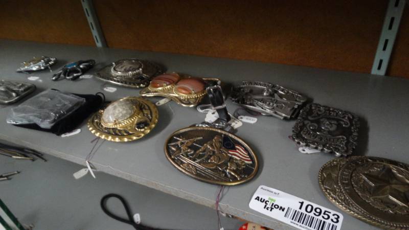 lot 10953 image: 11 belt buckles.