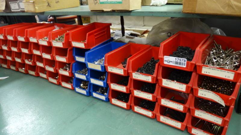 lot 17578 image: 47 bins of hardware.