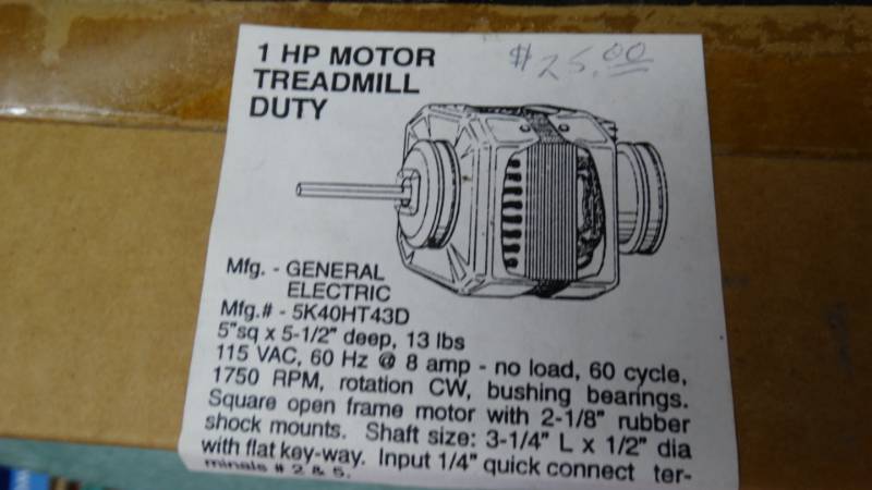 lot 17584 image: 1 HP motor treadmill duty.