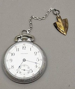 lot 6 image: Waltham Silver Toned Open Face Grade Pocket Watch