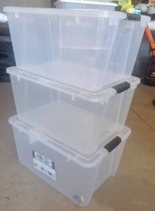 lot 8 image: (3) Clear Stacking Totes