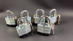 lot 26 image: Set of 6 Hardened Steel Padlocks with Keys