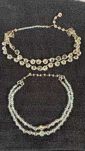 lot 47 image: (2) Vintage RhinestoneBead Chokers