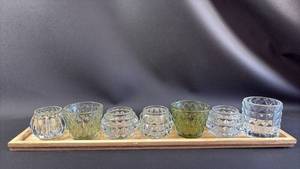 lot 66 image: Decorative Glass Votive Candle Holders Set
