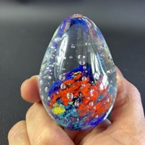 lot 85 image: Handblown Art Glass Paperweight with Colorful Internal Design