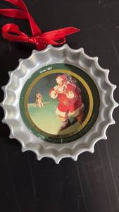 lot 255 image: 1991 Coca Cola Trim a Tree Collection Santa Coke Bottle Cap Ornament