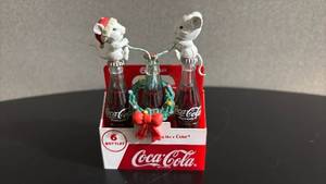 lot 256 image: Enesco Holiday Things Go Better With Coke Mice Christmas Ornament Coca Cola 1991