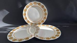 lot 301 image: (3) Vintage Mikasa Anita Orange Floral Pattern Dinner Plates