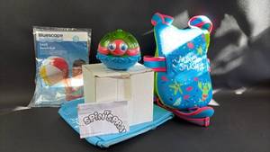 lot 304 image: Infant Float Vest, Water Play Toy, Beach Ball and Inflatable Mat (27 by 72 inch)