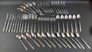 lot 310 image: Hot Find MCM Rogers Stainless Steel Japan Tremont and Thor Custom Stainless Steel Flatware Bundle.