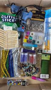 lot 311 image: Craft Supply Lot with Hot Glue Gun and Jewelry Making Materials Includes Surebonder Detail Hot Glue Gun with OnOff Switch