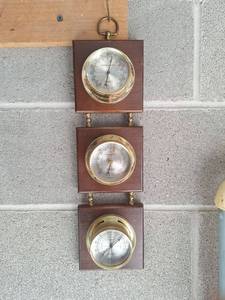 lot 99 image: Springfield Nautical Weather Station with Thermometer Barometer Hygrometer