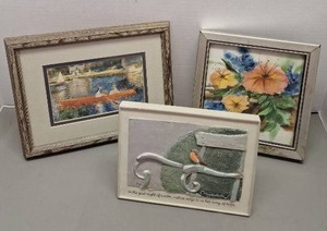 lot 105 image: Three Framed Artwork Pieces Mixed Media Collection