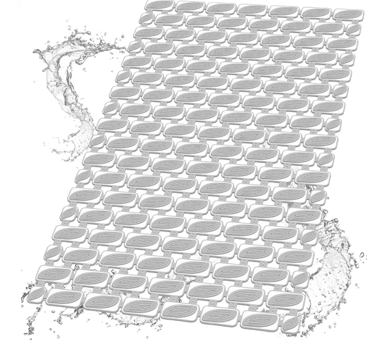 lot 2002 image: Bath Tub and Shower Mat Non Slip Bathtub Safety Mat with Powerful Suction Cups and Drain Holes, 27 x 16 Inch Soft Bathtub Mat Non Slip Bath Mat for Tub, Machine Washable, Easy to Clean, Grey