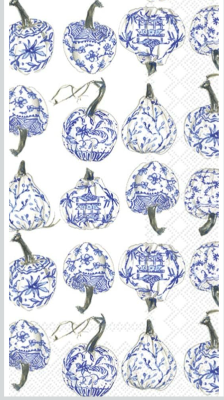 lot 2013 image: Boston International Rosanne Beck Fall Autumn Halloween Thanksgiving IHR 3-Ply Guest Towel Buffet Paper Napkins, 16-Count, Royal Pumpkins