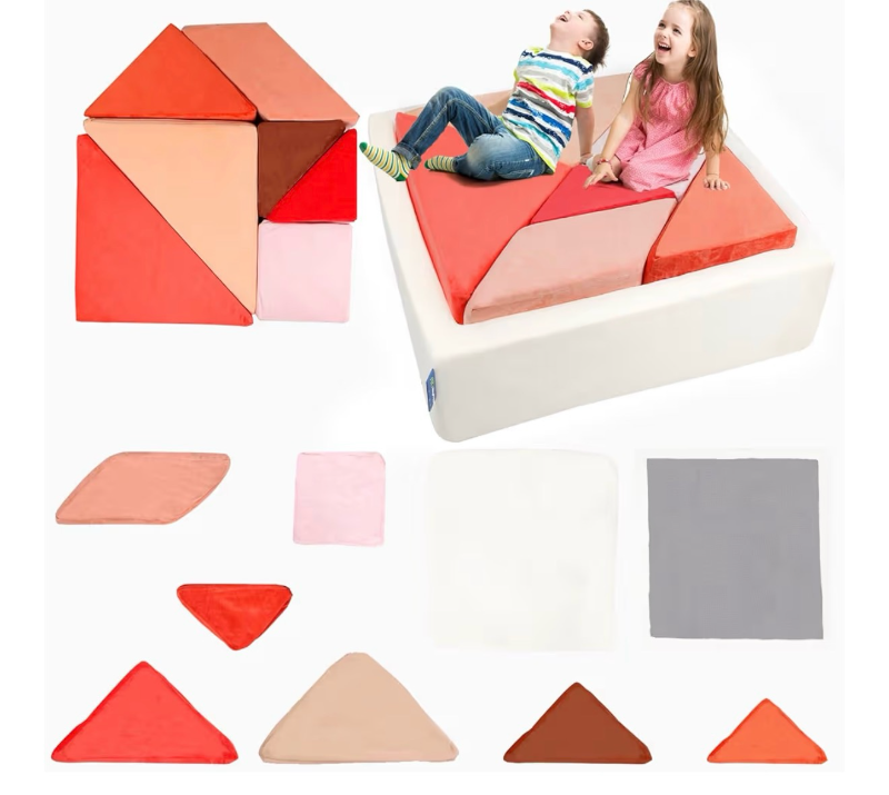 lot 2024 image: Kids Play Sofa Cover Set, Washable Couch Cover Replacement Cover Set Tangram Square Puzzles Couch, Glow