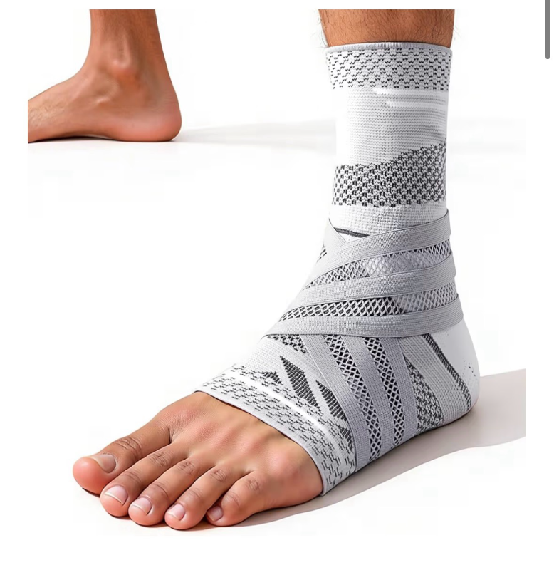 lot 2136 image: Ankle Brace for Men & Women X-Shaped Compression & Breathable Mesh Adjustable Ankle Compression Sleeve With 2 Gel Pads,Ankle wrap for Plantar Fasciitis Relief, Achilles Tendonitis, Swelling, Pain Relief & Injury Recover