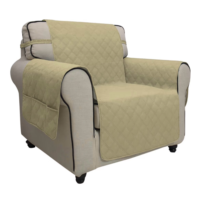 lot 2184 image: Easy-Going Sofa Slipcover Chair Cover Waterproof Couch Cover Washable Sofa Cover Non-Slip Fabric Furniture Protector with Pocket for Pets Covers Pets Kids Children Dog Cat (Chair, Sand)