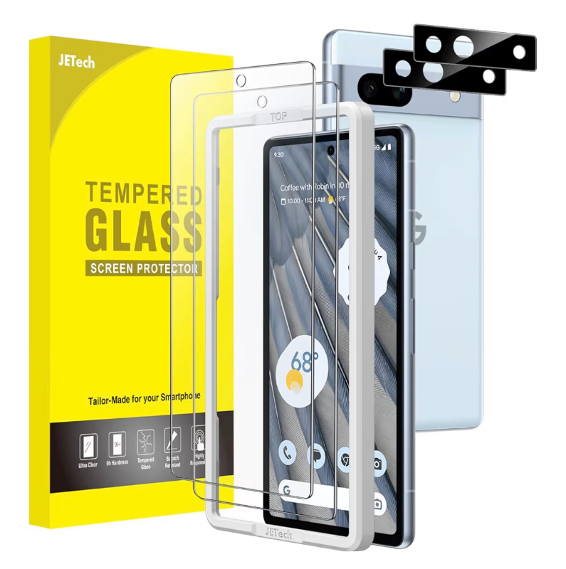 lot 2188 image: JETech Screen Protector for Google Pixel 7a 6.1-Inch with Camera Lens Protector, Easy Installation Tool, Fingerprint Compatible, Tempered Glass Film, HD Clear, 2-Pack Each