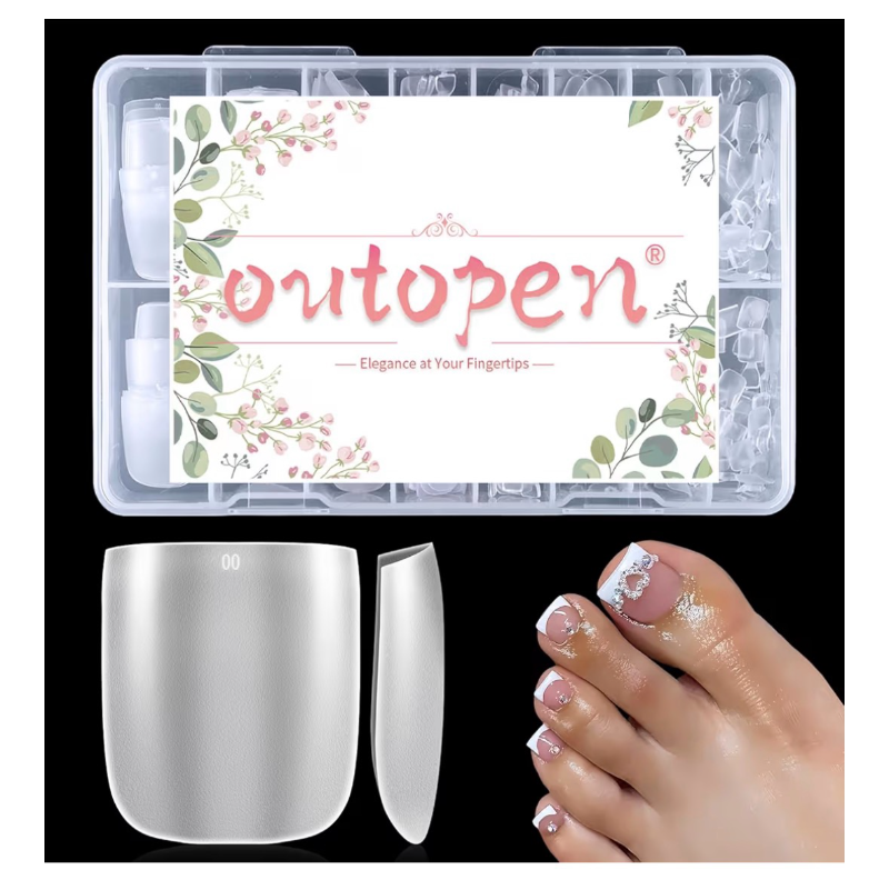 lot 2190 image: outopen 300pcs Wide Square Toe Nail Tips Full Matte Toenail Extension Tips for Wide Nail Beds Full Cover Nail Art Tips for Toes Acrylic Extension Gel Tips for Beginners DIY Manicure, 15 Sizes