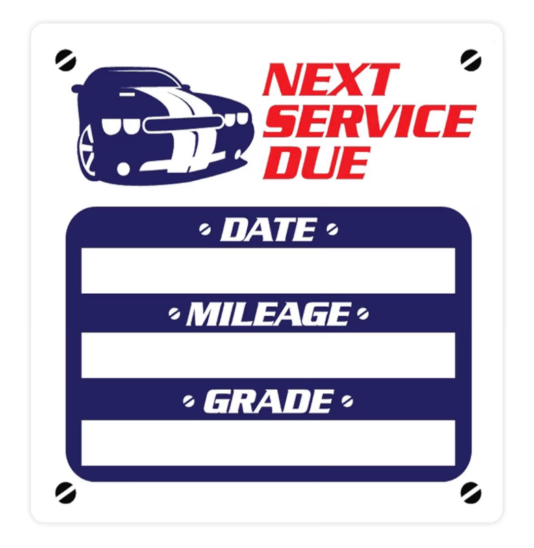 lot 2198 image: 120 PCS Oil Change Stickers,Car Accessories Car Stickers and Decals,2x2 Premium Clear Oil Change Window Sticker for Vehicles Windshield,Perfect for Auto Shops,Car Services,Garage,Auto Windows