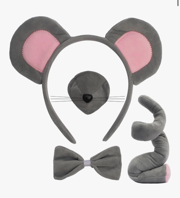lot 2238 image: COCIDE Mouse Ears Headbands Rat Head Bands Ratatouille Costume Nose Bow Tie Tail Set Cosplay Halloween Dress Up Party Accessories Decorations Costume