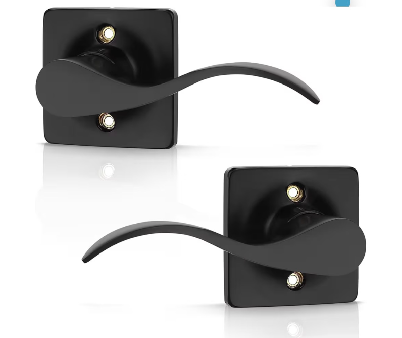 lot 2277 image: GOBEKOR 1 Pack Door Handles Matte Black Dummy Door Lever Wave Interior Closet Door Handle for Lef and Right-Handed Doors