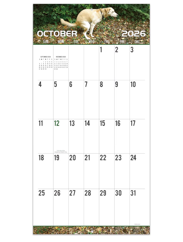 lot 2318 image: 2026 Wall Calendar - 12 Monthly Wall Funny Calendar 2026, JAN. 2026 - DEC. 2026, 12 x 24 (Open), Funny Dog Gag Gifts, Large Print Big Grid, Thick Paper��Hanging Hole