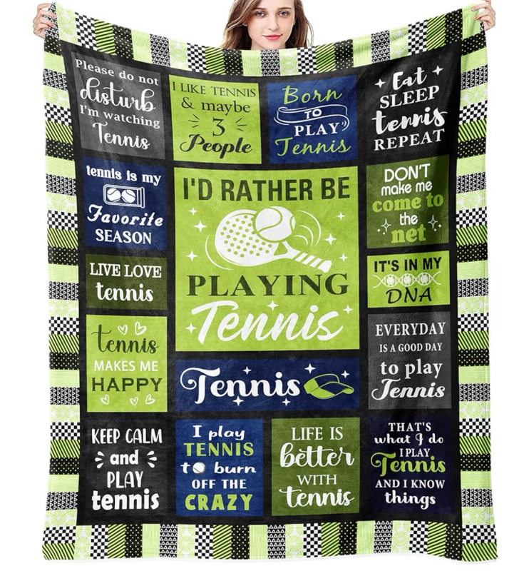 lot 2333 image: Tennis Gifts Blanket 50 X 60, Best Tennis Gifts for WomenMen, Unique Tennis Decor Present for Women Or Girls, Spore Lover Themed Presents Throw Blankets