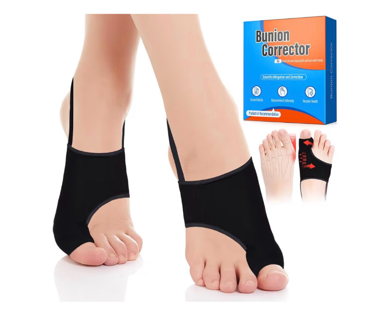 lot 2425 image: Bunion Corrector for Women & Men - Toe Alignment Corrector with Splint & Pads for Hallux Valgus Pain Relief, Comfortable Toe Separator for DayNight Support, Anti Slip Big Toe Straightener(MNBK) - Retail $0