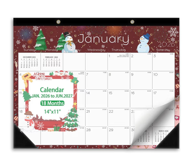 lot 2429 image: Ymumuda Desk Calendar 2026-2027 Wall Calendar 2 in 1, Monthly Desk Calendar 2026 from JAN.2026 to JUN.2027, 18-Month, Large 12�17, Waterproof Cover, Hanging Rope, HomeofficeSchool Planners - Retail $0