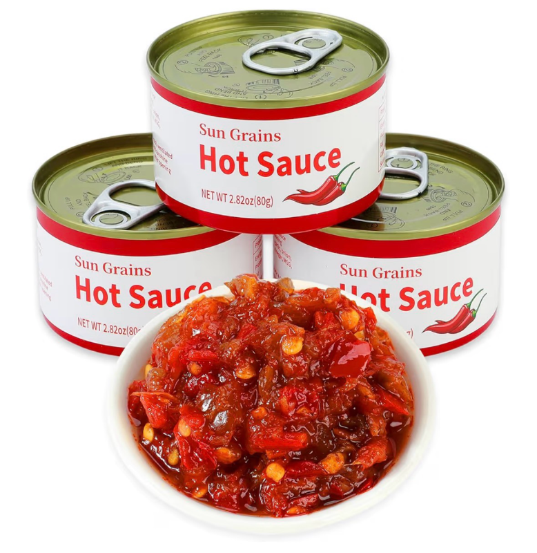 lot 2499 image: Instant Mushroom Sauce, Chili Paste�� Chopped colorful pepper sauce 80gcan, Picked red & green peppers, Dipping sauce, Delicious mushrooms ������ (Chili Flavor,3 cans) - Retail $0