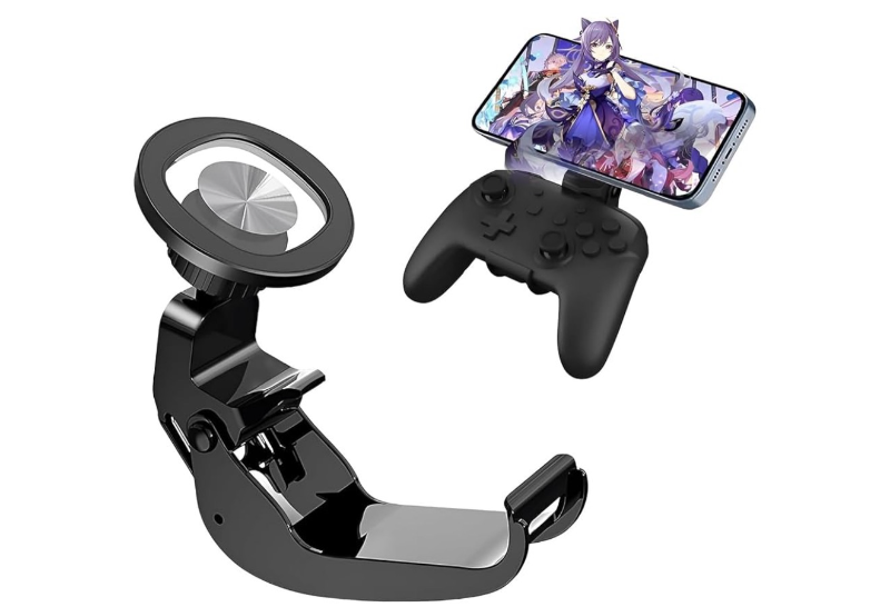 lot 2605 image: DOYO Magnetic Controller Phone Mount Clip for Switch and Switch Lite Pro Controller, Gaming Phone Holder, Adjustable Mag-Safe Phone Mount Holder for Switch Controller - Retail $0