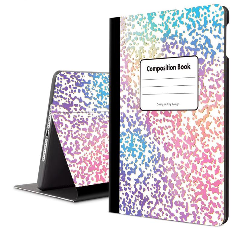 lot 2622 image: Lokigo 9.7 Inch for iPad 6th Generation Case 2018iPad 5th Generation Case 2017, iPad Air 2Air 1 Case, Protective Slim Fit Smart Stand Cover, Auto WakeSleep Function, Pink Composition Book - Retail $0