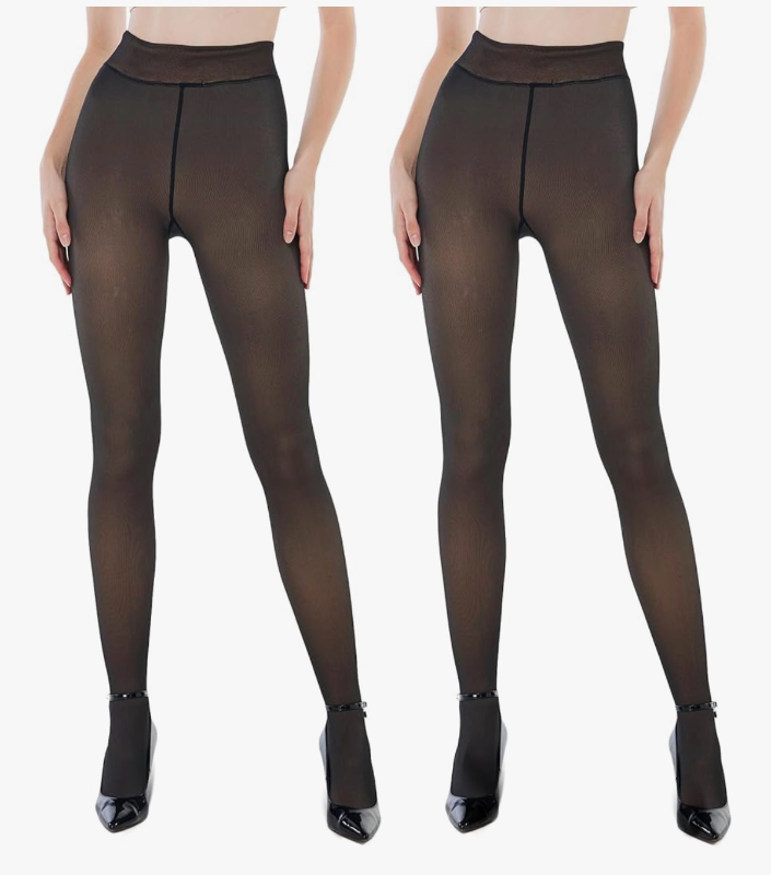 lot 2636 image: EXQUISLIFE Fleece Lined Tights Sheer Women - Fake Translucent Warm Pantyhose Leggings Sheer Thick Tights, for Winter - Retail $0