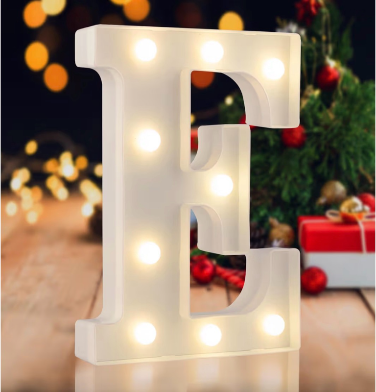 lot 2643 image: LED Marquee Letters, White 26 Alphabet Light Up Letters, Battery Powered LED Letter Lights for Birthday Party, Christmas Night, Home, Bar, Graduation, Wedding Decoration(E) - Retail $0