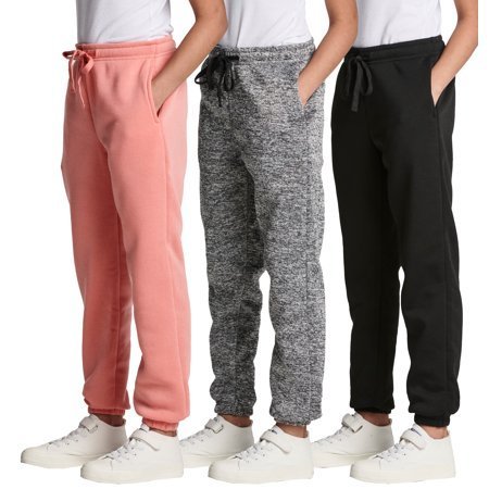 lot 2663 image: 3 Pack Girls  Fleece Joggers Soft Active Performance Casual Sweatpants(Ages 7-16) - Retail $36