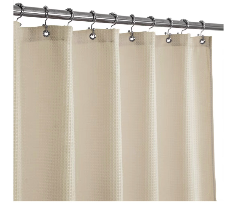 lot 2674 image: Barossa Design Stall Fabric Weave Waffle Shower Curtain 36 x 72 inch, Spa, Hotel Luxury Spa, 230 GSM Heavy Duty, Water Repellent, Washable, Cream, 36x72 - Retail $0