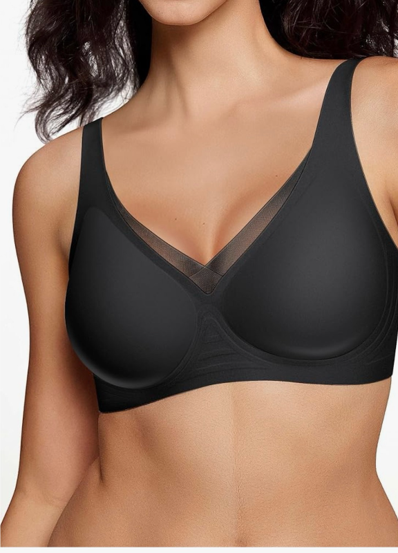 lot 2675 image: Wireless Triangle Bralettes for Women Plunge Unlined Bras No Underwire Comfortable Unpadded Everyday Tshirt Bra - Retail $0