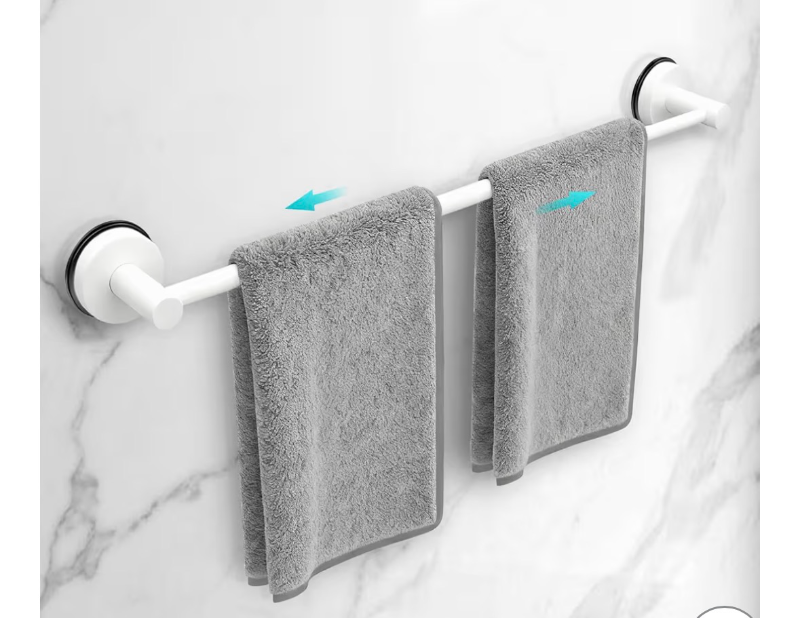 lot 2775 image: Adjustable Suction Cup Towel Bar for Bathroom Wall,14.6Inch24 Inch Towel Racks for Bathroom,Stainless Steel Bath Towel Holder for Shower(Clear White) - Retail $0