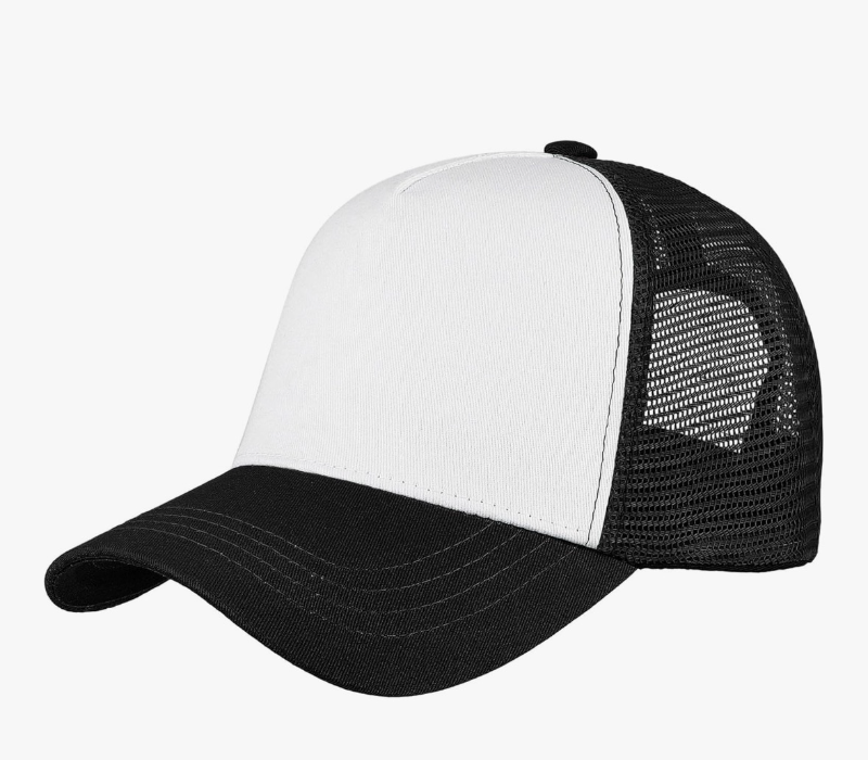 lot 2824 image: Falari 5-Panel Mesh Baseball Cap, Trucker Hat, Structured Plain Design, Cotton, Adjustable Size - Retail $0