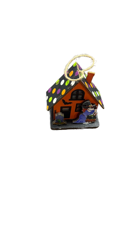 lot 2879 image: Schreckify Halloween Decor Indoor,Light Up Witch Halloween Wooden Table Centerpieces for Haunted House Home Tabletop Tiered Tray Decor (Orange) - Retail $0