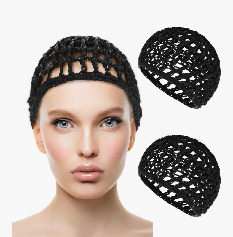 lot 2889 image: WLLHYF Wig Cap Thick Long Hair Caps Adjustable Net Mesh Braided Weaving Making Crochet Sew Weave Fishnet Grip Headband - Retail $0