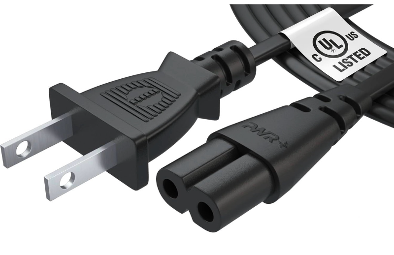 lot 2970 image: Pwr AC Cable Replacement Power Cord 2 Prong 6 Feet (Black) - Retail $0
