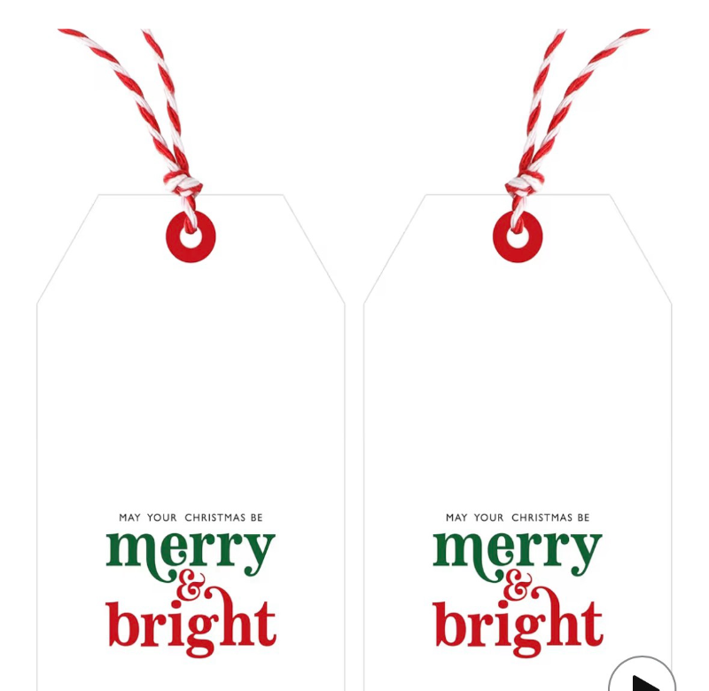 lot 2998 image: Christmas Gift Tags Merry and Bright Tags with String 50 PCS Holiday Tag White Xmas Design Gift Tag for Presents, Xmas Decoration (Merry and Bright) - Retail $0