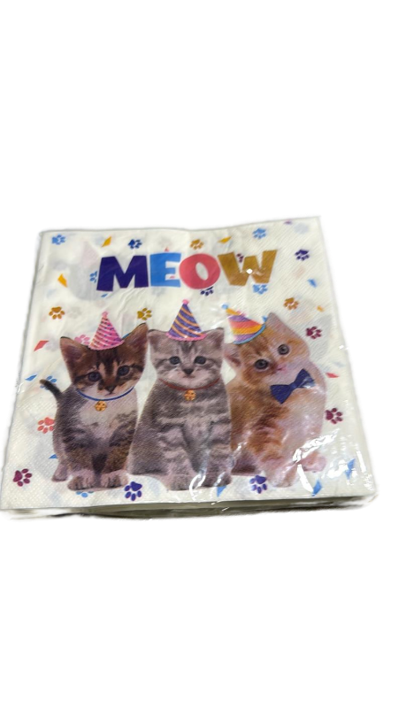 lot 3005 image: Cat Birthday Party Napkins with Kitten Design - Retail $3