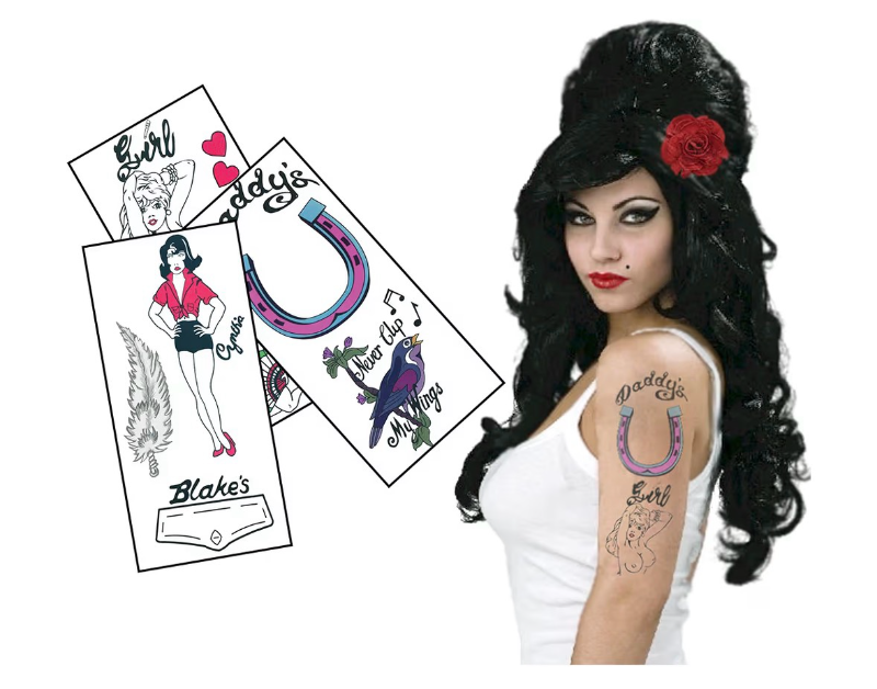 lot 3047 image: Rehab singer Inspired Fake temporary Tattoos - Halloween Fancy Dress - Retail $0