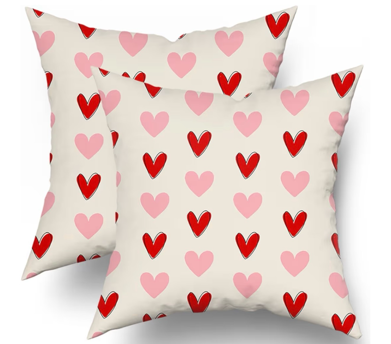 lot 3077 image: aportt Valentine Pillow Covers 18X18 Inch Red Pink Love Heart Pillow Cases Valentines Wedding Mothers Day Anniversary Decorative Holiday Throw Pillows Set of 2 Home Party Decor for Sofa Couch Bed - Retail $0