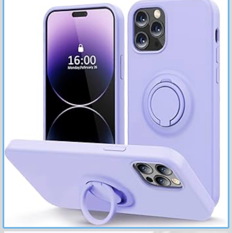 lot 3090 image: MOCCA Compatible with iPhone 14 Pro Phone Case with Ring Stand  Super Soft Microfiber Lining  Full-Body Anti-Scratch Liquid Silicone Case for iPhone 14 Pro Women Girls 6.1inch - Light Purple - Retail $0
