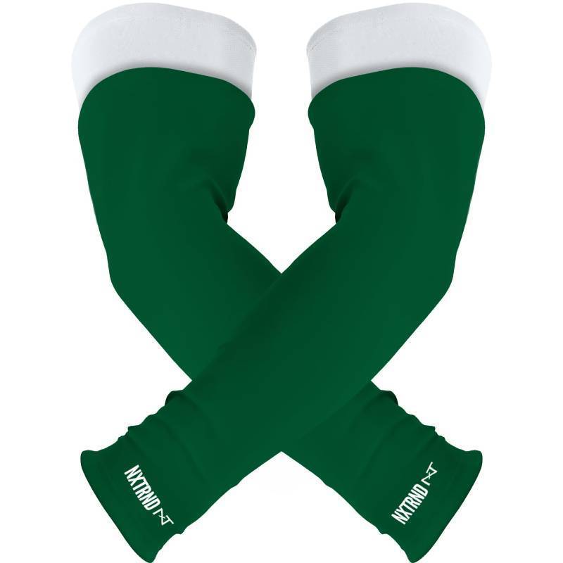 lot 3123 image: Nxtrnd Double Arm Sleeves, Two Tone Arm Sleeve, Football Arm Sleeves, Sold as a Pair (Large, Dark Green)